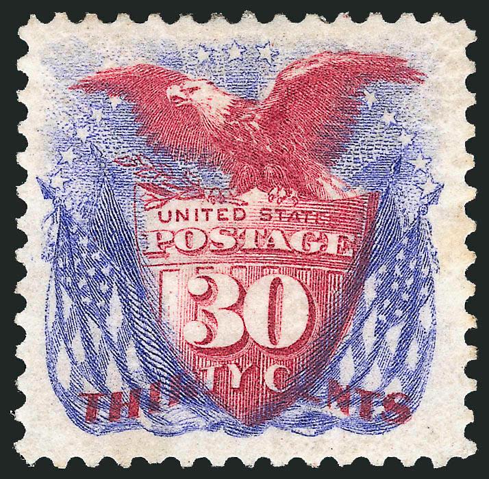 30c Blue & Carmine, Re-Issue (131).> Original gum, slightly disturbed from hinge removal, beautiful centering and colors, fresh and Very Fine, with 1970 P.F. certificate