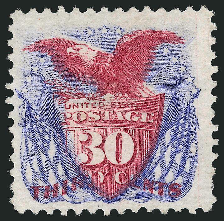 30c Blue & Carmine, Re-Issue (131).> Unused (no gum), beautiful rich colors, small thin spot and single short perf at right, appears Fine