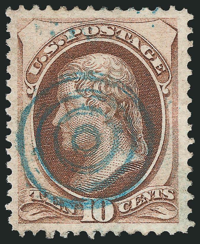 10c Brown, Grill (139).> H. Grill, wide margins, neat <blue target> cancel, Very Fine and choice, with 1968 and 2007 P.F. certificates