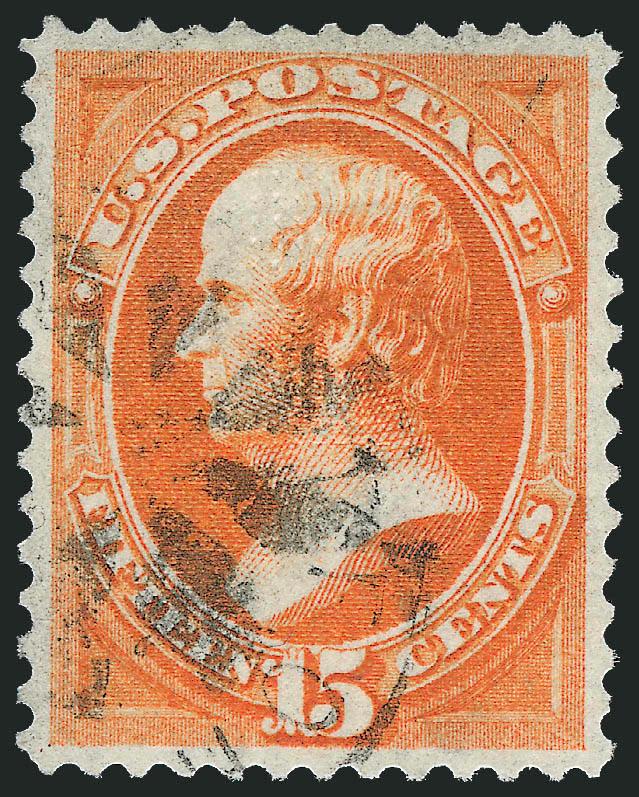 15c Orange, Grill (141).> H. Grill, perfectly centered, vibrant color, lightly cancelled by circle of wedges, reperfed at right and light diagonal crease, Extremely Fine appearance, with 2008 P.F.
certificate