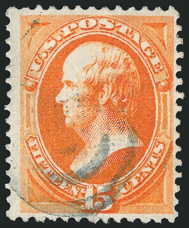 15c Orange, Grill (141).> H. Grill, rich color, light <blue target> cancel, Fine, with 1987 P.F. certificate