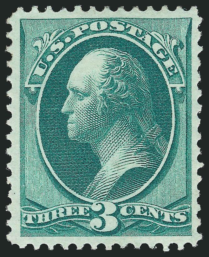 3c Green (147).> Original gum, exceptionally well-centered, strong color and crisp impression, Very Fine and choice, with 2007 P.S.E. certificate (OGh, VF-XF 85 SMQ $465.00)
