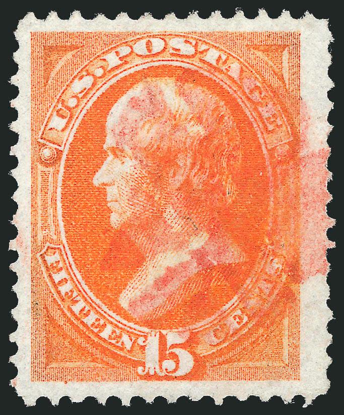 12c Dull Violet, 15c Deep Orange (151-152).> Unusually wide margins of Jumbo or near Jumbo size, former blue cancel, latter magnificent color and cancelled in red, Very Fine pair, 15c especially beautiful, with
2001 and 1988 P.F. certificates, respec
