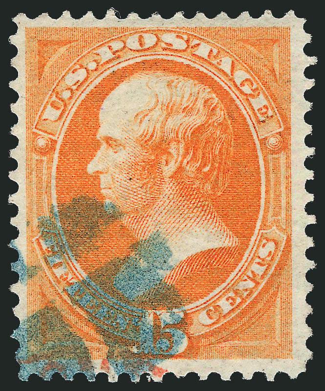 15c Bright Orange (152).> Choice margins and bright color, <blue> quartered cork cancel with a trace of red transit in bottom margin, Very Fine, with 2008 P.S.E. certificate