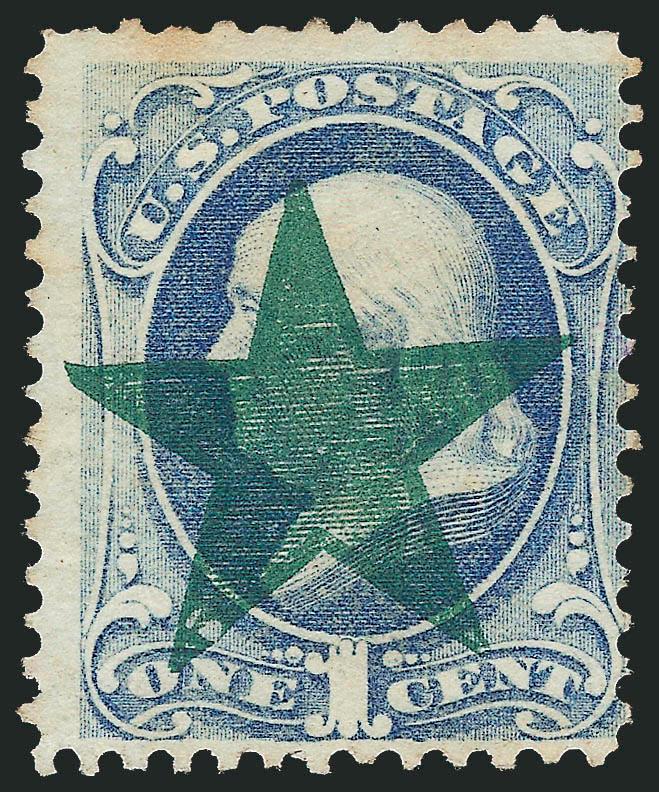 1c Ultramarine (156).> Bright color, with <green Glen Allen Star fancy precancel,> stamp with few small faults, Very Fine strike, rare struck in green