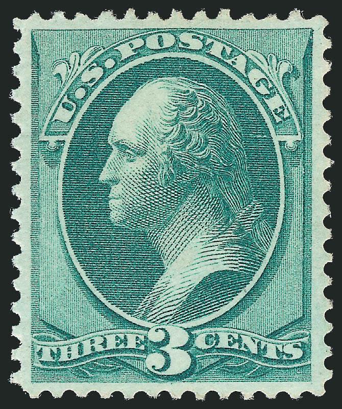 3c Green (158). Mint N.H.,> beautifully centered, fresh and Extremely Fine, with photocopy of 2010 P.S.E. certificate for block, Scott Retail as hinged