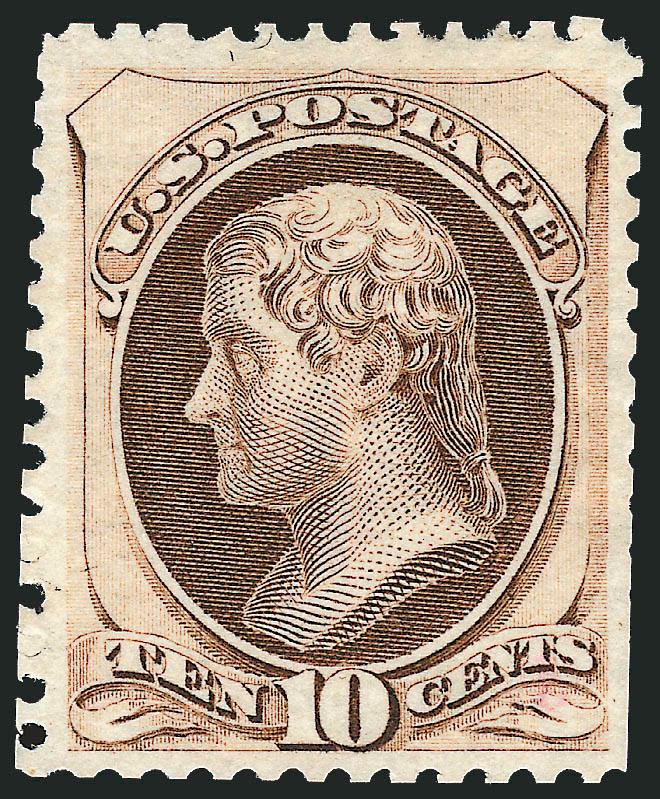 10c Pale Brown, Special Printing (172).> Without gum as issued, usual scissors-separation but <three-quarters of the perforations are intact,> bright color, nearly perfect centering<><>^EXTREMELY FINE. ONE OF
THE BEST-CENTERED EXAMPLES OF THE 10-CE