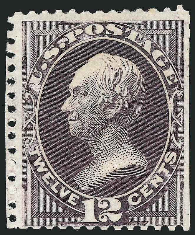 12c Dark Violet, Special Printing (173).> Without gum as issued, rich color and proof-like impression, right perfs trimmed, intact perfs on other sides<><>^FINE. A HANDSOME EXAMPLE OF THE RARE 12-CENT 1875
CONTINENTAL SPECIAL PRINTING.^<><>With 1