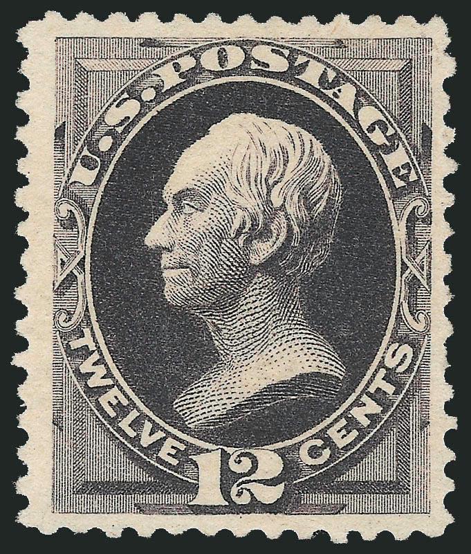 12c Blackish Purple, Special Printing (198).> Without gum as issued, deep rich color, choice centering with wide margins all around<><>^VERY FINE AND CHOICE. A BEAUTIFUL SOUND EXAMPLE OF THE 1880 12-CENT
AMERICAN BANK NOTE COMPANY SPECIAL PRINTING