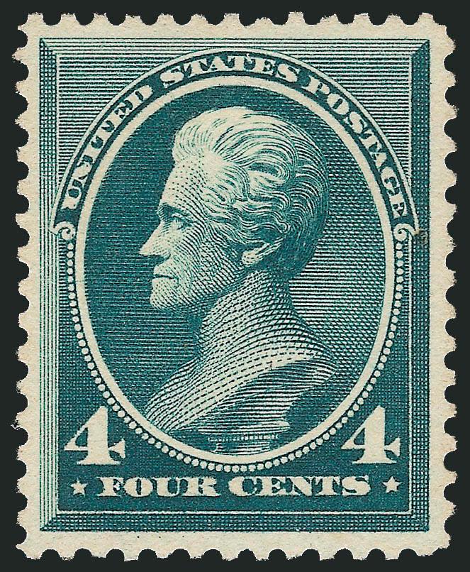 4c Deep Blue Green, Special Printing (211D).> Without gum as issued, rich color and proof-like impression, beautiful centering with well-proportioned margins<><>^EXTREMELY FINE. A BEAUTIFUL EXAMPLE OF THE RARE
4-CENT 1883 AMERICAN BANK NOTE COMPANY