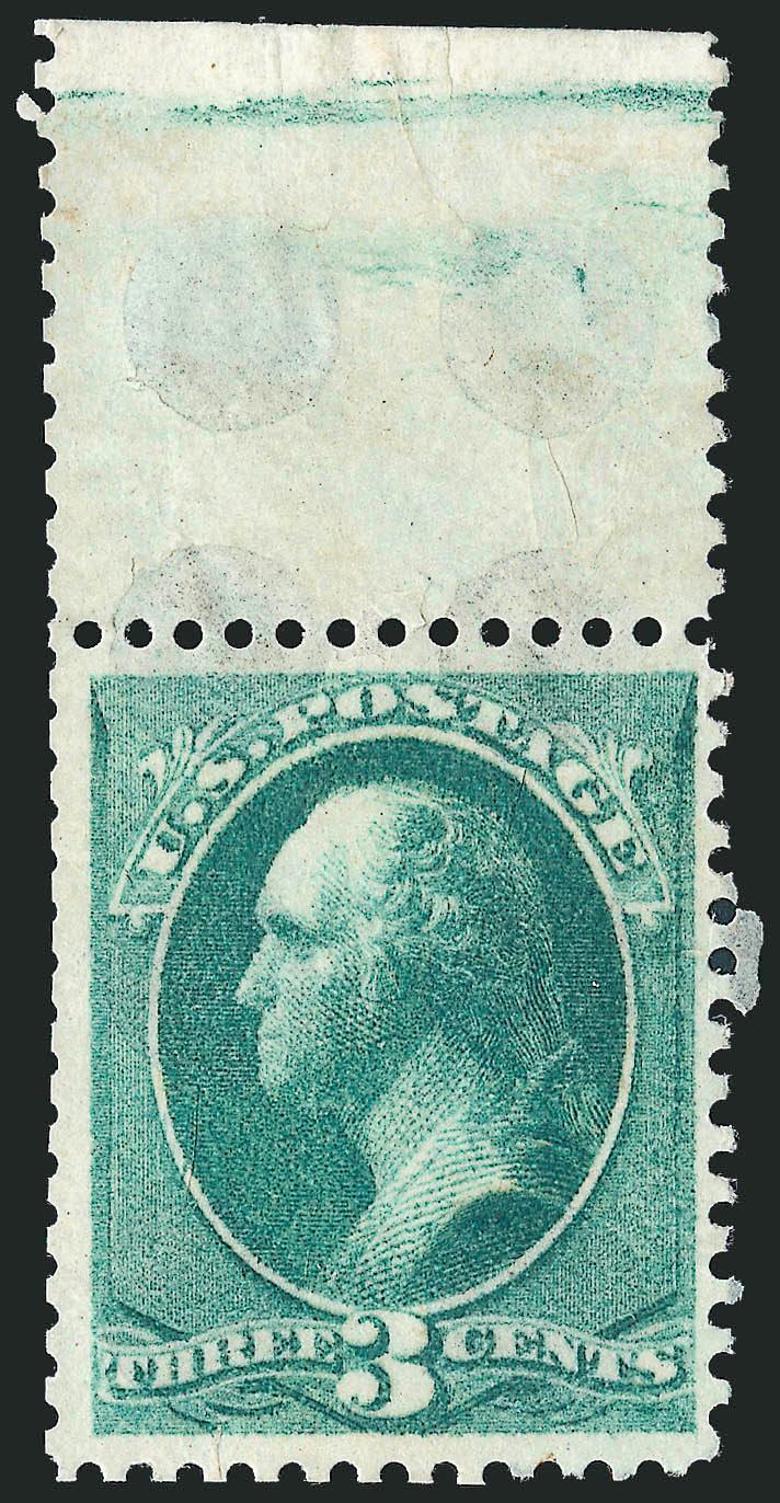 3c Blue Green, Punched and Plugged Holes (207 var).> Original gum. with top selvage, eight punched and plugged holes in two vertical rows of four each across the stamp and selvage, Fine, scarce essay designed
to prevent re-use, with photocopy of 1983