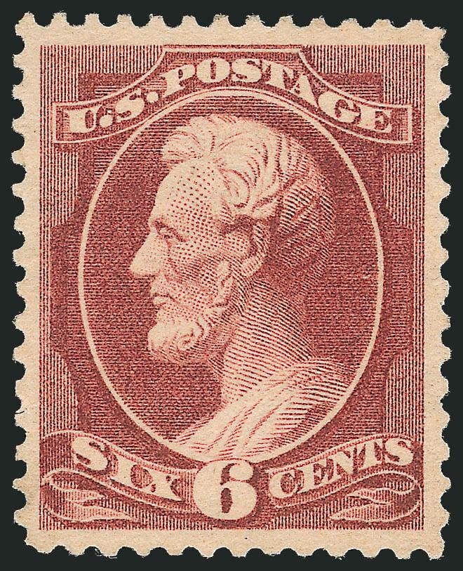 6c Deep Brown Red (208a).> Original gum, choice margins and exceptional centering, beautiful deep rich color, Extremely Fine Gem, with 2008 P.S.E. certificate (OGph, XF-Superb 95 SMQ $1,850.00)