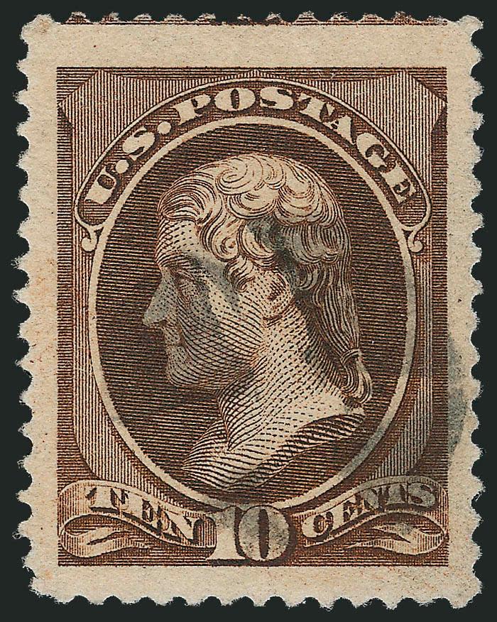 10c Dark Brown (209).> Enormous Jumbo margins and well-centered, rich color, light quartered cork cancel, Extremely Fine Gem, with 1990 P.F. certificate