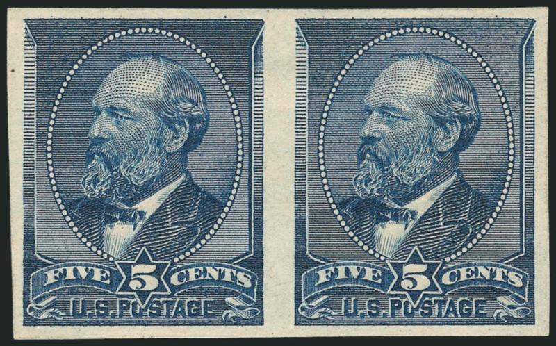 5c Indigo, Imperforate (216a).> Horizontal pair, original gum, full margins, intense color on fresh paper, Very Fine, a scarce Bank Note imperforate pair, with 2004 P.S.E. certificate