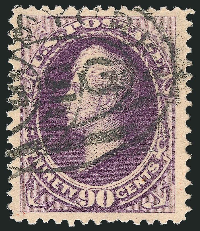 90c Purple (218).> Choice centering with Jumbo margins, rich color, neat strikes of New York oval registry cancels, Extremely Fine Gem, a huge stamp, with 2004 P.S.E. certificate (XF 90 Jumbo SMQ $540.00 as 90,
$1,500.00 as 95)