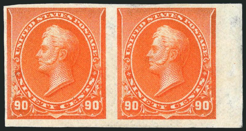 1c-90c 1890 Issue, Imperforate (219a-229a).> Complete set of pairs, incl. No. 219D and also with two each of 4c and 5c (different shades), original gum, large margins to full incl. <right sheet margin> on 90c,
few small imperfections incl. 6c small t