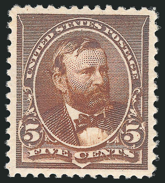 5c Chocolate (223).> Mint N.H., rich color on bright paper, choice centering and balanced margins, Extremely Fine Gem, a superb stamp in every respect, with 1996 P.F. and 2006 P.S.E. certificates (XF-Superb 95
SMQ $2,400.00)