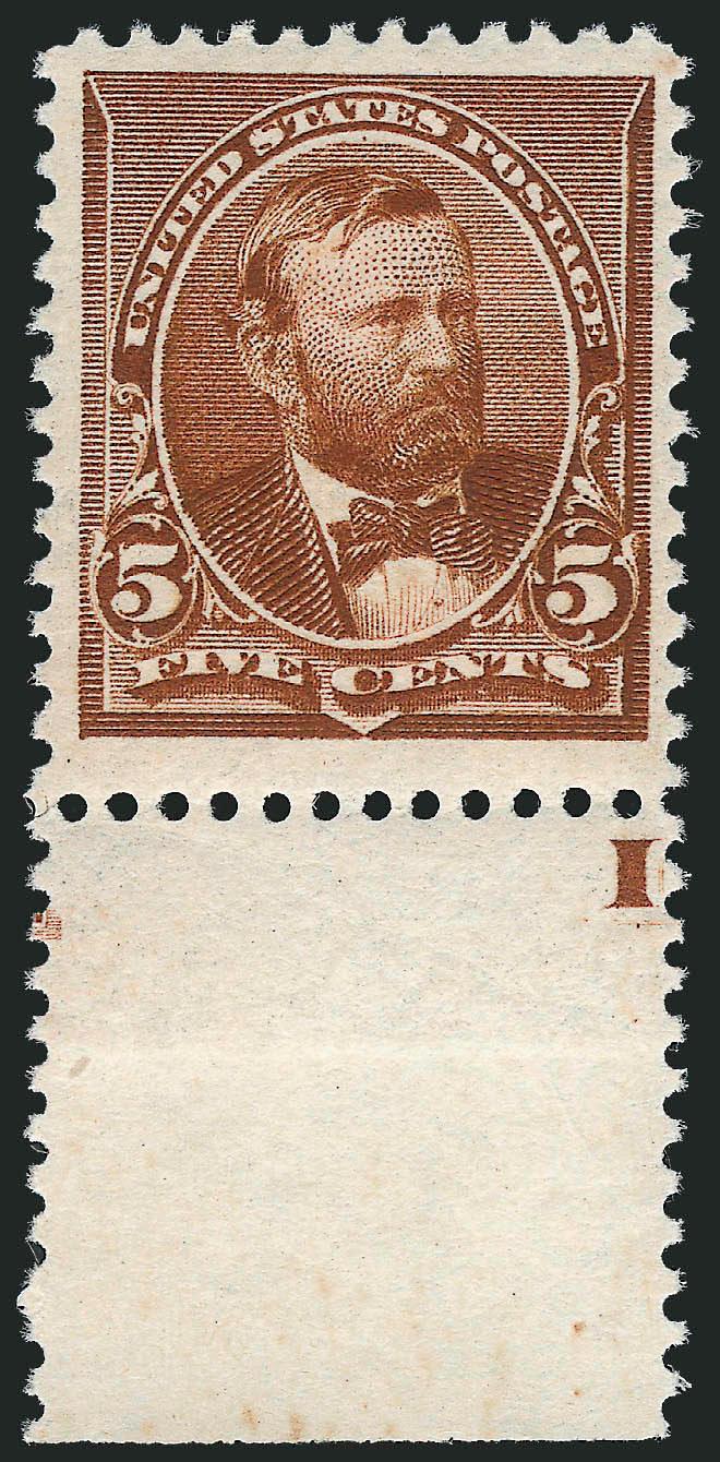 5c Chocolate (223).> Mint N.H. with <wide selvage with letter I> at bottom, Jumbo margins, Very Fine and choice, with 2010 P.S.E. certificate