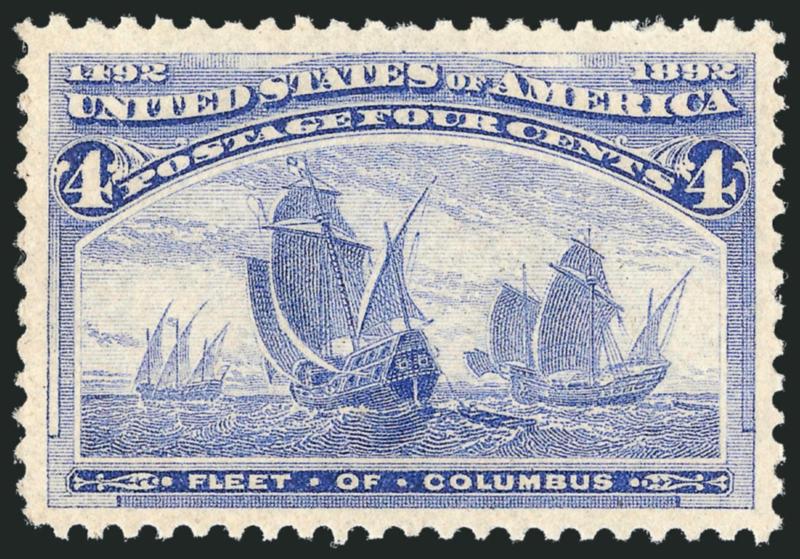 4c Columbian (233).> Mint N.H., balanced margins, pastel color, fresh and bright, Extremely Fine Gem, with 2010 P.S.E. certificate (XF-Superb 95 SMQ $1,000.00)