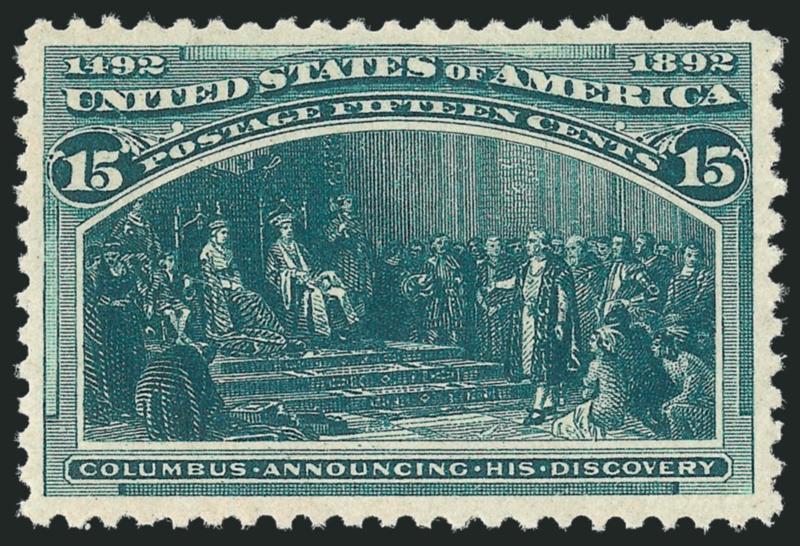 15c Columbian (238).> Mint N.H., rich color, Very Fine and choice, with 2001 P.S.E. certificate (VF-XF 85 SMQ $1,000.00)