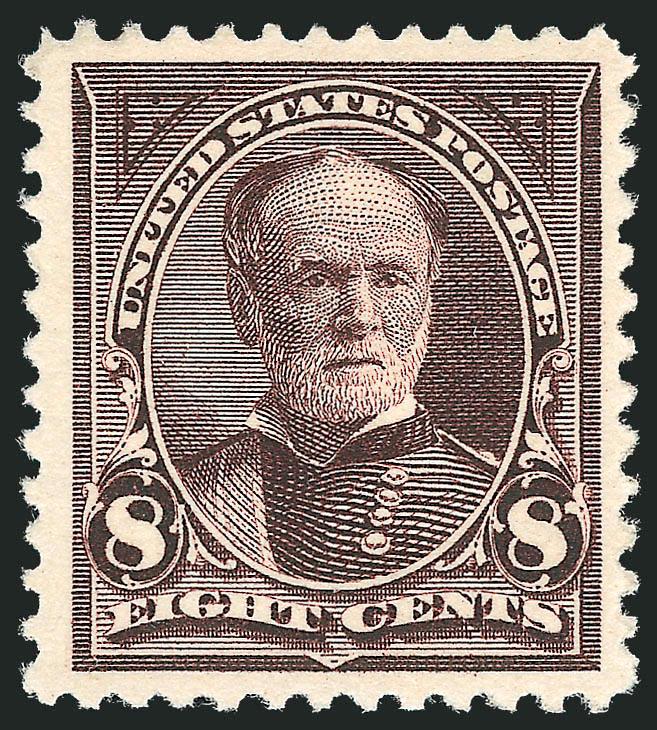 8c Violet Brown (257).> Original gum described as lightly hinged by P.F. but in our opinion the gum is in pristine Mint N.H. condition, intense color on brilliant paper, Very Fine and choice, with 2001 P.F.
certificate