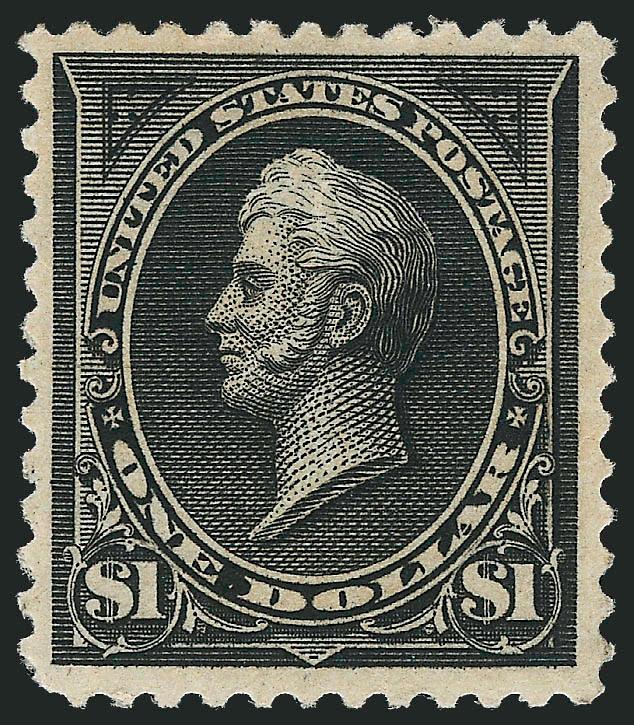 $1.00 Black, Ty. II (261A).> Original gum, lightly hinged, exceptionally wide margins, deep shade, natural gum crease, otherwise Very Fine