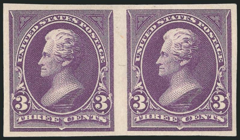 2c Carmine Ty. III, 3c Purple, Imperforate (267a, 268a).> Original gum horizontal pairs, large to huge margins, fresh, Very Fine-Extremely Fine, each with 2004 P.S.E. certificate