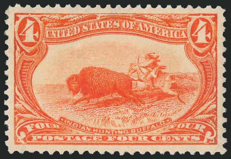 4c Trans-Mississippi (287).> Original gum, barely hinged, wide balanced margins of near Jumbo proportions, bright color, Extremely Fine Gem, with 2007 P.F. certificate (OGph, XF-Superb 95)