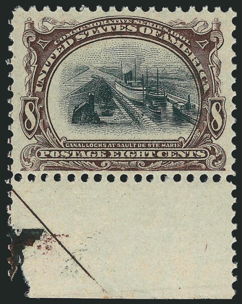 8c Pan-American (298).> Mint N.H. with bottom half-arrow selvage, slight upward vignette shift, Very Fine and choice, with photocopy of 2004 P.F. certificate for block