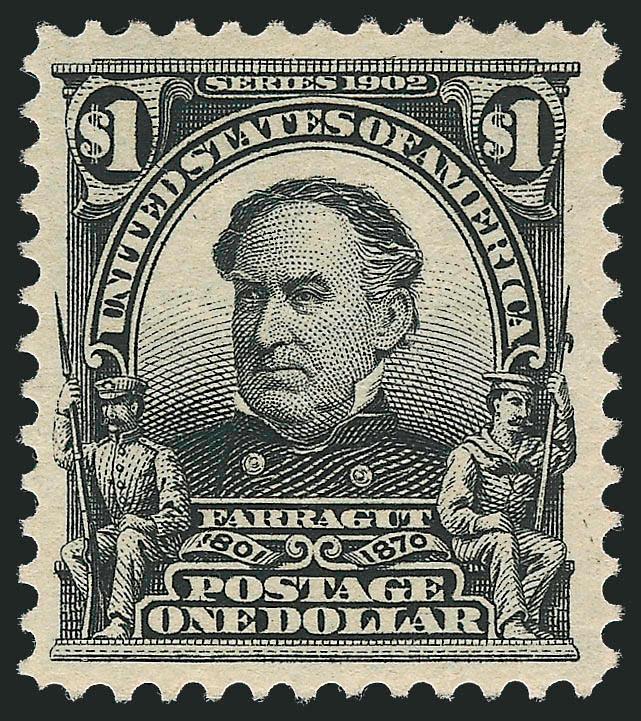 $1.00 Black (311).> Lightly hinged, attractive margins and centering, intense shade, Very Fine and choice, with 2010 P.S.E. certificate (OGph, VF-XF 85 SMQ $590.00)