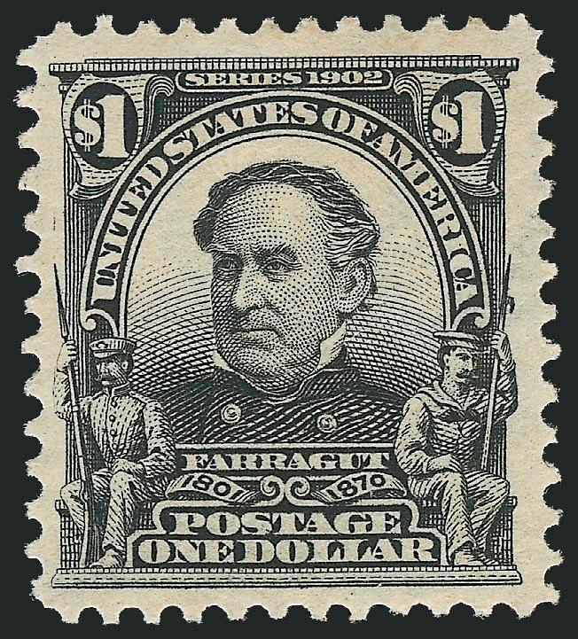 $1.00 Black (311).> Lightly hinged, bright shade, fresh and Very Fine, with 2010 P.S.E. certificate