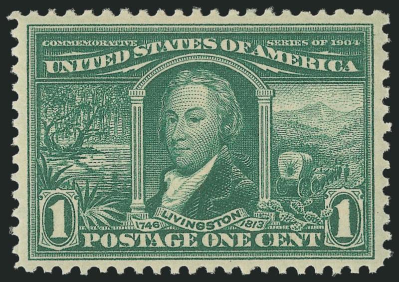 1c Louisiana Purchase (323).> Mint N.H., unusually wide margins and superbly centered, Extremely Fine Gem, with 2002 P.S.E. certificate (XF-Superb 95 SMQ $575.00)