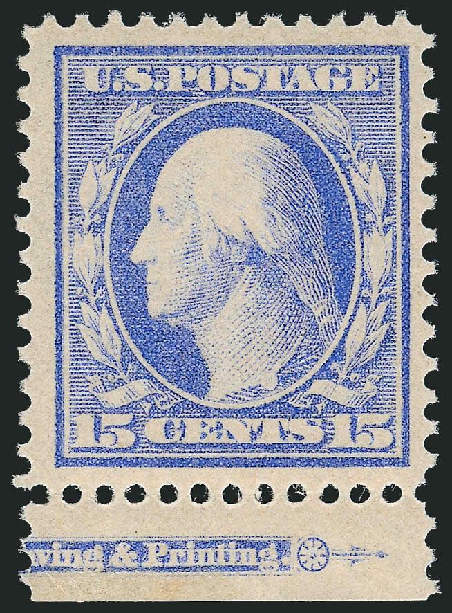 15c Pale Ultramarine (340).> Mint N.H. with bottom part imprint selvage, fresh and Very Fine, with 2004 P.S.E. certificate (VF 80 SMQ $130.00)