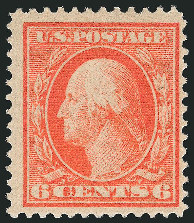 6c Red Orange, Bluish (362).> Remarkably fresh, beautiful color, clearly blued paper and with characteristic strong watermark, neatly reperfed at bottom, Fine appearance also incl. 1c and 2c on Bluish Paper, 2c
Mint N.H., Fine, 6c with 2005 P.S.E. c