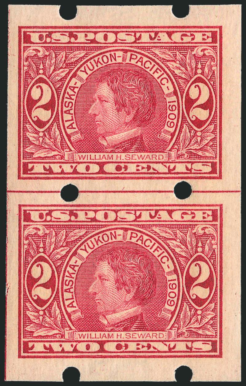 2c Alaska-Yukon, Brinkerhoff Ty. II, Coiled Endwise (371).> Mint N.H. guide line pair, fresh and Extremely Fine, a scarce and desirable item