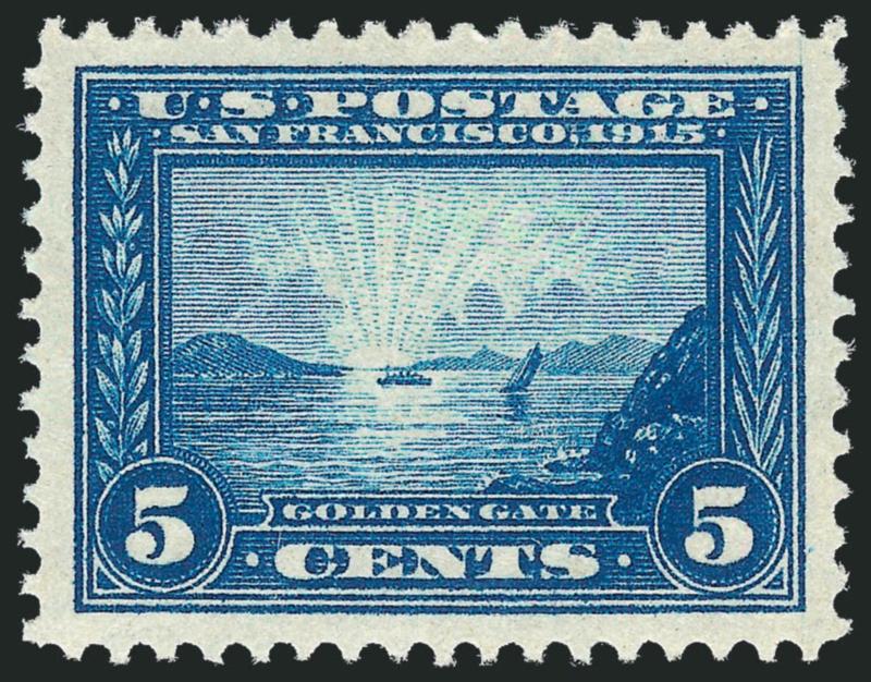 5c Panama-Pacific (399).> Lightly hinged, wide and balanced margins, rich color, Extremely Fine Gem, with 2007 P.S.E. certificate (OGph, Superb 98 SMQ $300.00)
