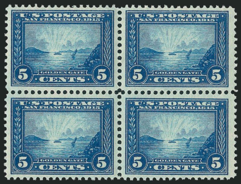 5c Panama-Pacific (399).> Mint N.H. block of four, choice color and handsome centering, Very Fine-Extremely Fine, Scott Retail as four Mint N.H. singles