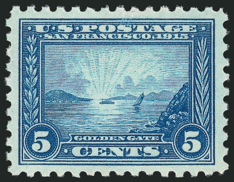 5c Panama-Pacific, Perf 10 (403).> Mint N.H., brilliant color, well-proportioned margins, Very Fine and choice, with 2007 P.S.E. certificate (VF-XF 85 SMQ $490.00)