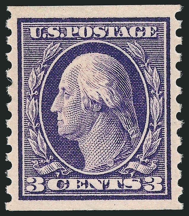 3c-5c 1914 Coil (445-447).> Lightly hinged, choice margins and centering, rich colors, Extremely Fine group, 3c with 1989 P.F. certificate