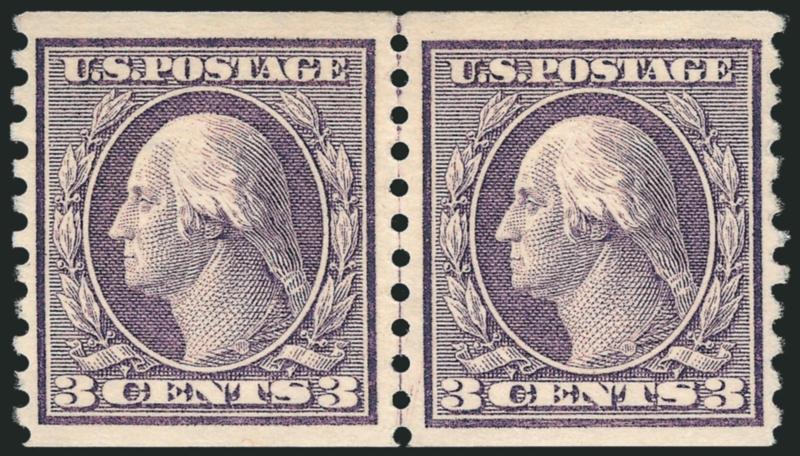 3c Violet, Coil (456).> Joint line pair, lightly hinged, Extremely Fine, with 1976 P.F. certificate
