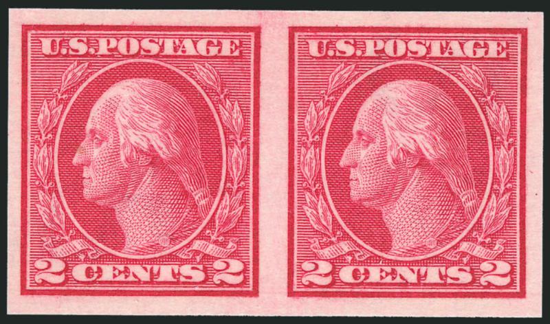 2c Carmine, Ty. I, Imperforate Coil (459).> Mint N.H. pair, vivid color and crisp impression, Extremely Fine Gem, with 2005 P.S.E. certificate (XF-Superb 95 SMQ $540.00)