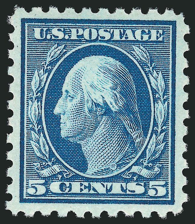 5c Blue (466).> Mint N.H., essentially perfectly centered, bright color, Extremely Fine Gem, with 2010 P.S.E. certificate (XF-Superb 95 SMQ $1,100.00)