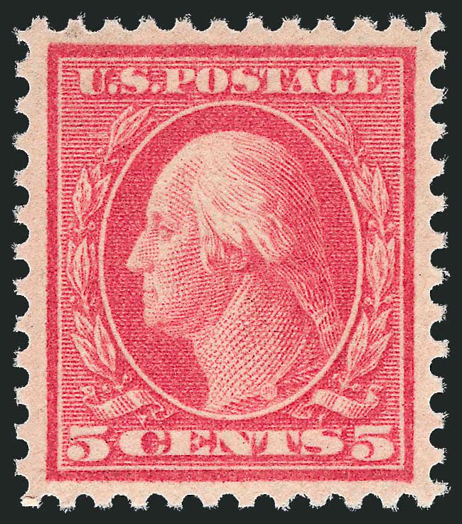 5c Rose, Error (505).> Mint N.H., incredibly well-centered, fresh and bright with beautiful color, Extremely Fine, with 2010 P.S.E. certificate (XF 90 SMQ $1,250.00)