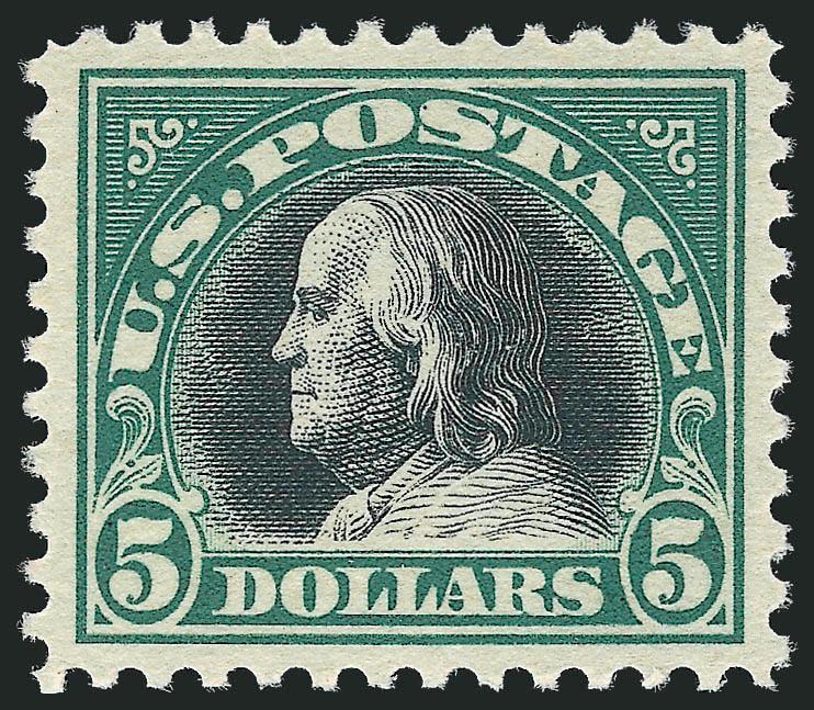 $5.00 Deep Green & Black (524).> Mint N.H., well-centered, Extremely Fine, with 2010 P.S.E. certificate (XF 90 SMQ $530.00)