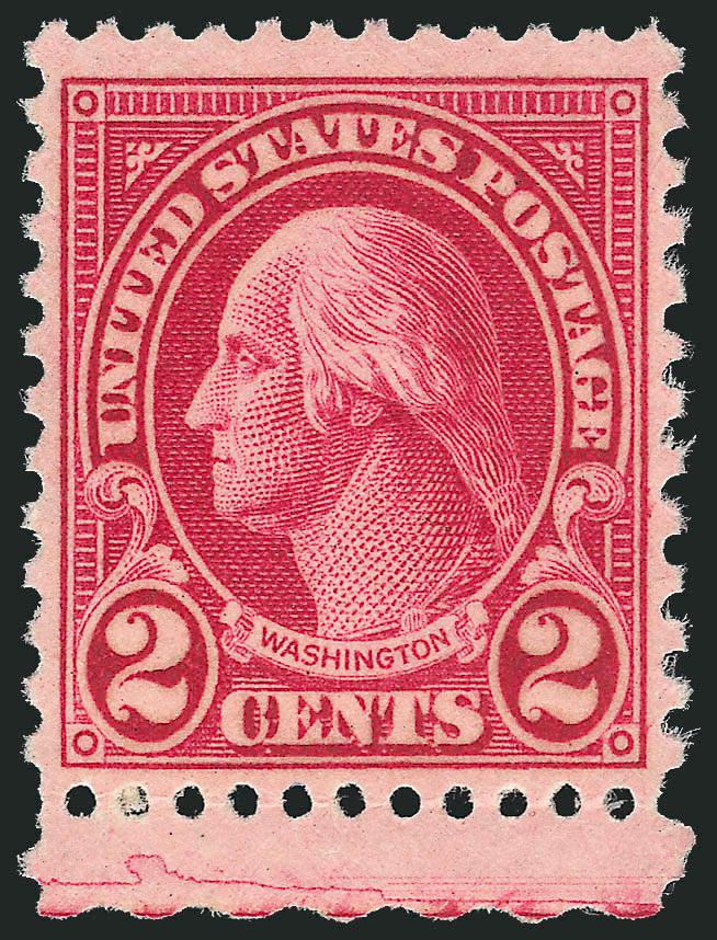 2c Carmine, Ty. II (634A).> Mint N.H. with bottom selvage, attractive margins and centering, lovely color, Very Fine