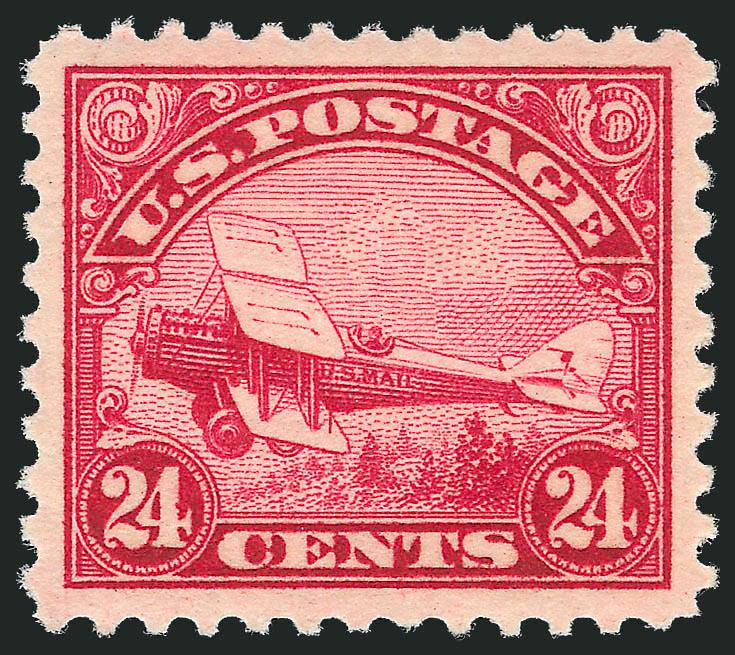24c Carmine, 1923 Air Post (C6).> Mint N.H., wide margins and precisely centered, vivid color, Extremely Fine Gem, with 2010 P.S.E. certificate (Superb 98 SMQ $1,300.00)