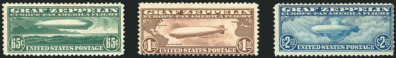 65c-$2.60 Graf Zeppelin (C13-C15).> Slight thin spots, Very Good-Very Fine appearance
