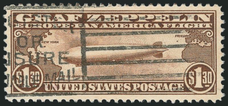 $1.30 Graf Zeppelin (C14).> Choice margins and well-centered, slogan machine cancel, Extremely Fine, with 2010 P.S.E. certificate (XF 90 SMQ $610.00)