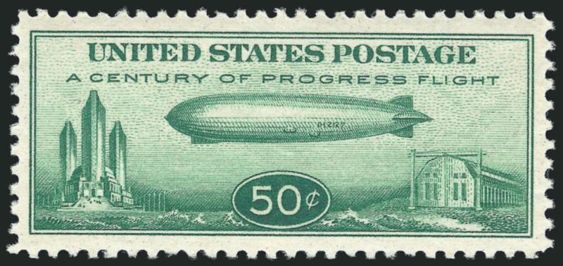 50c Chicago Zeppelin (C18).> Mint N.H., Jumbo margins, Extremely Fine Gem