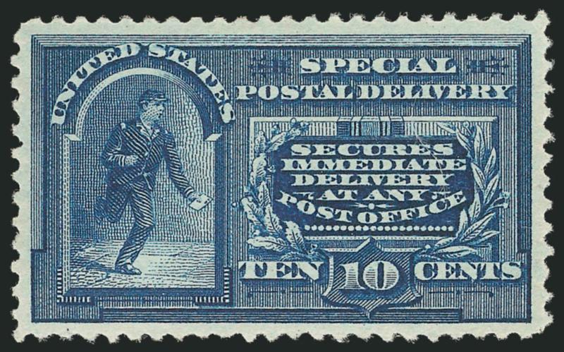 10c Blue, Special Delivery (E4).> Original gum, lightly hinged, well-balanced margins, deep rich color and proof-like impression, Extremely Fine, with 2001 P.F. certificate